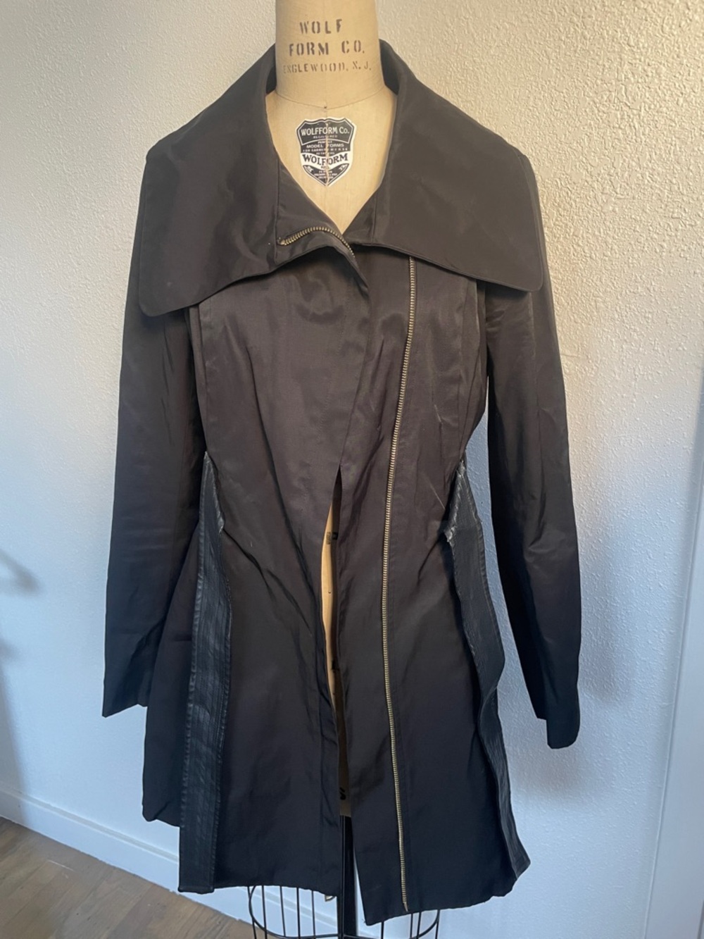 Steve Madden Black Zip Trench Coat